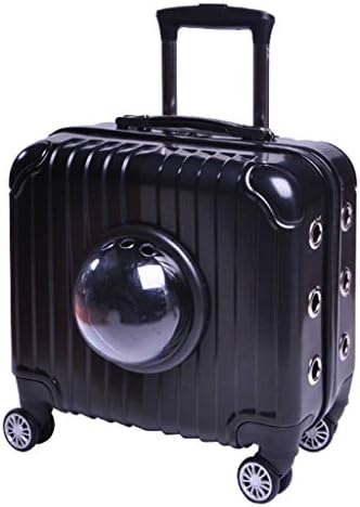 黒 ペットキャリー カート 犬 輸送ボックス 旅行する ペット用台車 透明な カプセル 電車