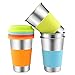 Stainless Steel Cups, Spnavy 16 OZ 18/8 Steel Stackable Durable Pint Cup Tumbler for Kids and Toddlers, Beer Glasses for Pubs, Bars, Restaurants, Travel, Outdoor, Camping, Everyday Use - 4 Pack