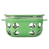 Lifefactory LF440001C4 BPA-Free Glass Protective Silicone Sleeve and Lid Food Storage and Bakeware 4 Cup Grass Green
