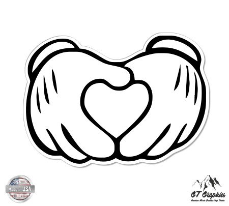 Cartoon Hands Heart - 5" Vinyl Sticker - For Car Laptop I-Pad - Waterproof Decal
