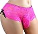 aishani Men's Lingerie Style Underwear - Soft Lace Pouch Briefs Panties,Breathable & Supportive for Everyday Wear,Large Bright Rose
