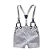Baby Boys Gentleman Outfits Suits, Infant Short Sleeve Shirt+Bib Pants+Bow Tie Overalls Clothes Set White