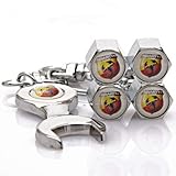 Fiat Abarth Tire Valve Caps with Bonus Wrench Keychain(BW)