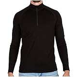 MERIWOOL Mens Merino Wool Half Zip Mock Turtleneck Pullover Sweater - XL Black