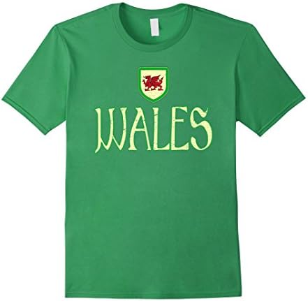 Men's WALES T-shirt Welsh Pride Dragon Flag Soccer Football Rugby XL Grass