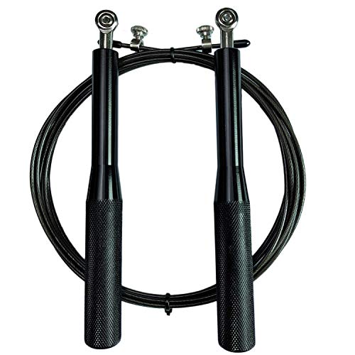 YZLSPORTS Professional Adjustable Steel Wire Jump Rope with Carrying Pouch by Fitness Factor Ergonomic,Durable,Easy to Adjust Premium Jump Rope All Heights and Skill Levels (Black Alloy)