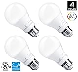 Hyperikon LED A19 Dimmable Bulb, 9W (60W Equivalent), ENERGY STAR and UL, 5000K (Crystal White Glow), CRI90+, 860 Lumens, Medium Screw Base (E26), Pack of 4