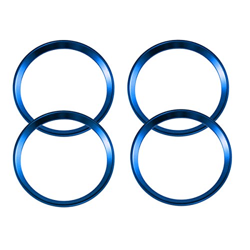 4 Pieces Blue Alloy Car Wheel Rim Center Cap Hub Rings Decoration For Audi A3 A4 A5 Q3 Q5 Q7 TT Quattro, BMW X1 X3 X5 1 3 5 6 7 Series