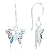 925 Sterling Silver Multi-Colored Mother of Pearl Shell Butterfly Dangle Hook Earrings