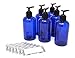 Baire Bottles 8 oz Empty Refillable Plastic Bottles with Pump - Soap, Shower, Lotion, Massage Oil, Travel - 6 Pack, Waterproof Labels, PET, BPA Free, USA (Blue with Black Pumps, Damask Labels)