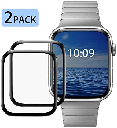 Tempered Glass Carbon Fiber Soft Edge Full Coverage HD 9H Hardness Scratch-Resistant High Sensitivity Compatible for Apple Watch Screen Protector(44MM)