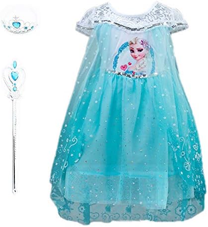 Lifereal Girl’s Frozen Princess Costume Dress with Tiara, Wand for Birthdays and Cosplay
