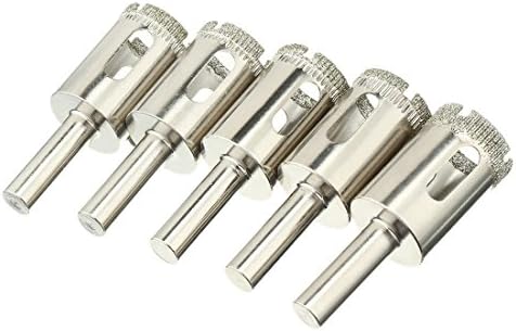 NuoStar 5 Pcs Diamond Drill Bit Set 3/4" (0.75 In) Wet Use for Tiles, Glass, Fish Tanks, Aquarium, Marble, Granite, Ceramic, Porcelain, Bottles, Quartz NS520