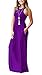 GRECERELLE Women's Round Neck Sleeveless A-line Casual Maxi Dresses with Pockets Purple