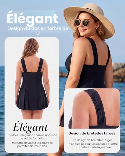 Wantdo Women's Swimsuit 1 Piece Skirt Large Size Slimming Slim Belly Cover Push Up Elegant Beach Floral Tankini Dress