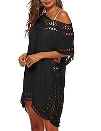 Adisputent Swimsuit Cover Ups para damaes Mesh Beach Cover Ups Crochet Chiffon Tassel Bathing Suit Bikini Wear Coverups Dress