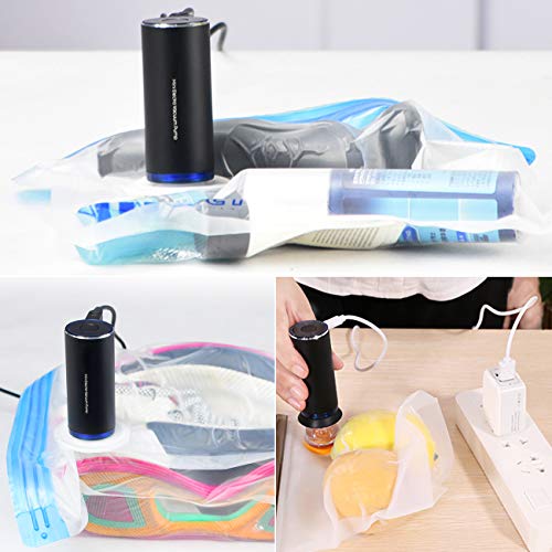 The perseids Portable Automatic Vacuum Pump for Storage Bags, Mini USB Electric Vacuum Pump Sealer Machine with Storage Bag for Clothes Food Travel Household Space Saver - Thumbnail 7