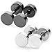 Joybeauti 5mm Stainless Steel Tapers Cheater Faux Fake Ear Plugs Gauges Stud Earrings Pack of 2 Pairs (Black & Steel)