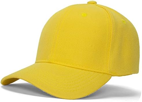 Men's Plain Baseball Cap Velcro Adjustable Curved Visor Hat - Yellow