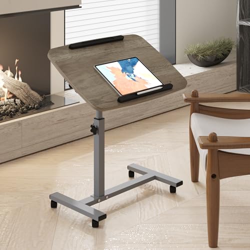Adjustable Overbed Bedside Table with Wheels Hospital Bed Table Portable Computer Stands Movable Desk Computer Table for Bed Laptop Stand for Couch