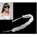 Wedding Bridal Rhinestone Flower Leaves Headband Tiara Headdress Silver