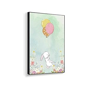 Framed Canvas Wall Art for Living Room, Bedroom Cartoon Bunny Canvas Prints for Home Decoration Ready to Hanging - 16x24 inches