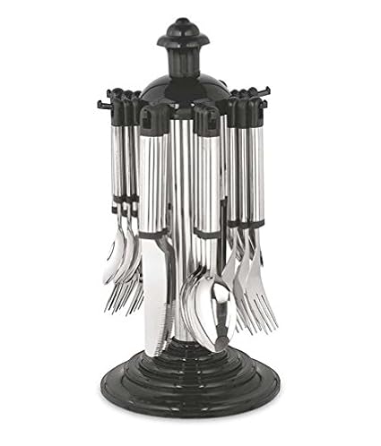 Capital Cutlery Set Supreme With Stand Made From Stainless Steel & Virgin Plastic Pack Of 24 Pieces (Revo)