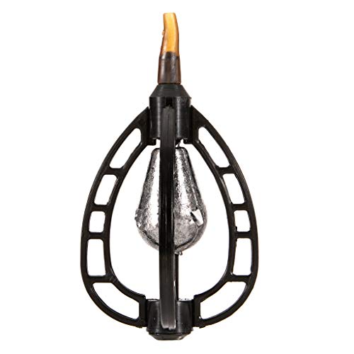 Fishing Feeder Bait Cage, Fishing Bait Trap Cage Feeder Basket Holder, Coarse Lure Feeder Carp Fishing Tackle Kit Inline Method Bait Feeder 20g/0.7oz, 30g/1.0oz, 40g/1.4oz, 50g/1.7oz (20g, Black)