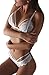 Women's Sexy Lingerie Set 2 Piece Underwear Lace Bra Panty Thongs Briefs G-string Set (L, White)