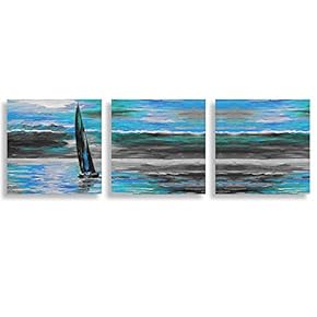 3 Panel Canvas Wall Art Abstract Blue Forest Pictures Home Wall Decorations for Bedroom Living Room Paintings Canvas Prints Framed - 12"x12"x3 Panels