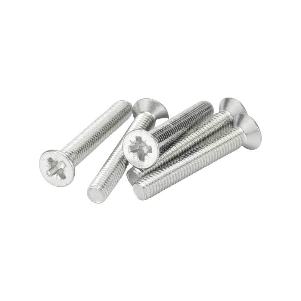 M6 (6mm x 40mm Incl Head) Pozi Countersunk Machine Screws - A2 Grade Stainless Steel (Pack of 10)