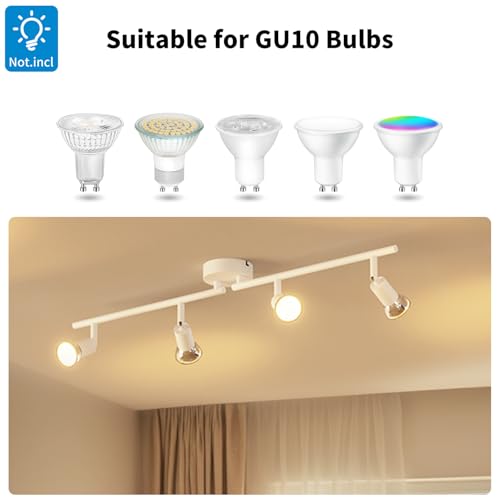 LVWIT White Ceiling Lights for Kitchen, Ceilings, 4 Way Ceiling Lights, Living Room, GU10 Base for Living Room, Bedroom, Dining Room (No Bulb)