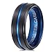 PINONLY Black Tungsten Carbide Ring for Men 8mm Wedding Band-Matte Finish-Blue Grooved-Rounded Smooth Interior Comfort Fit-Thick and Heavy