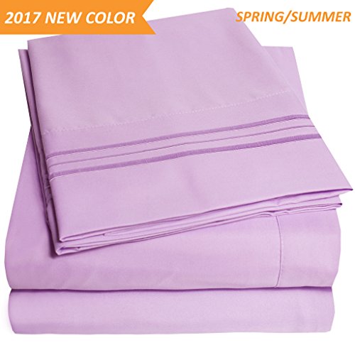 1500 Supreme Collection Extra Soft Twin Sheets Set, Lilac - Luxury Bed Sheets Set With Deep Pocket Wrinkle Free Hypoallergenic Bedding, Over 40 Colors, Twin Size, Lilac