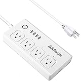 Akface Wi-Fi Power Strip Smart Outlet Plug, Compatible with Alexa, Wireless Remote Switch, 4-Outlet Surge Protector 1700 Joules with 4 USB, 5-foot Extendable Cord, White