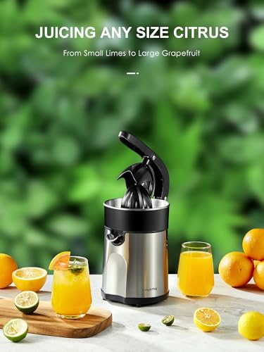 Vinato Electric Orange Squeezer, 2 Cones for All Citrus, Stainless Steel Body and Filter Electric Juicer Electric Juicer, 85W