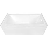 KINGSTON BRASS VTDE603122R 60-Inch Contemporary Alcove Acrylic Bathtub with Right Hand Drain and Overflow Holes, White