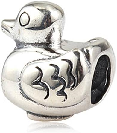 925 Sterling Silver Cartoon Cute Duck Charm Animal Bead Pet Charm for European bracelet