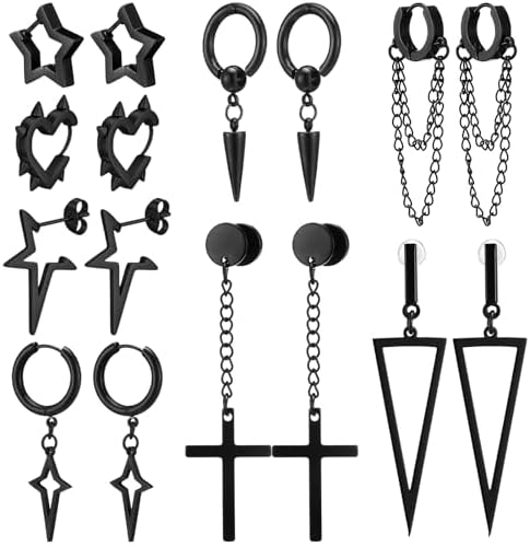Amazon.com: Faccubee Punk Goth Black Cross Earrings for Men Women