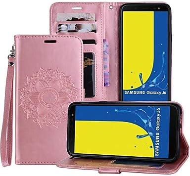 CASE FOR SAMSUNG Protect Cellphone, Galaxy J6 / J4 Card Holder/with Stand/Flip Full Body Cases Mandala Hard PU Leather for J6 / J4 for samsung (Color : Golden, Compatible Models : J4)