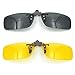 Besgoods 2PCS (Yellow Night Vision+Black) Sport Driving Polarized Clip-on Sunglasses Flip up Glasses Lenses Cycling Fishing Outdoor