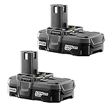 Ryobi P102 18V One+ Compact Lithium Ion Battery, 2 Pack