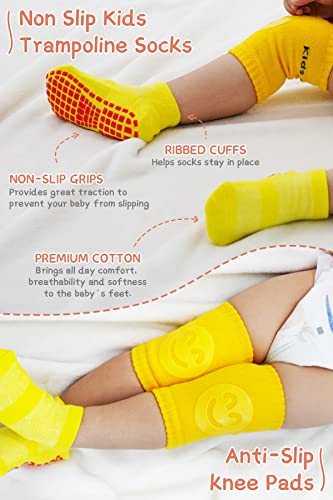 Baby Head Protector Cushion Toddler Head Protection Pillow Baby Backpack with Knee Pads&Anti-Slip Socks (Yellow Bee)