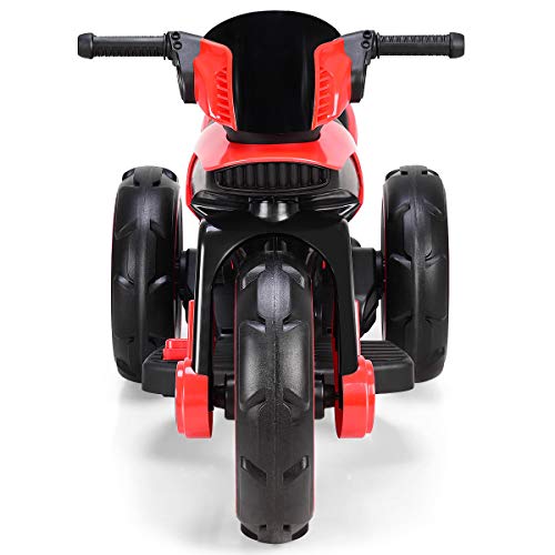 Costzon Kids Motorcycle 6V Bicycle 3 Wheels Battery Powered W/ MP3 for Boys & Girls, Children Electric Ride on (Red & Black)
