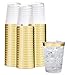 Stock Your Home Elegant Gold Rimmed 10 Oz Clear Plastic Cups (100 Pack) Fancy Disposable Party Cups - Gold Plastic Tumblers For Weddings, Parties And Everyday Use