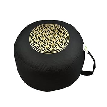 Herbalind AZ6659 Yogakissen/Meditationskissen'Blume des Lebens', schwarz