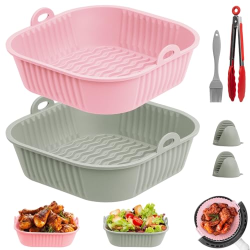 GALASALA Silicona para Freidora de Aire 6 Pcs, Moldes para Freidora Aire | Accesorios para Freidora de Aire Set Completo con Silicon, Brocha, Guantes y Pinzas para Cocina con Freidora Eléctrica