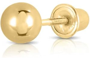 TILO JEWELRY 14k Gold Ball Stud Earring with Secure Screw-back...SINGLE EARRING/HALF PAIR