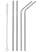 Green Heart Stainless Steel BPA Free Reusable Straw with Cleaning brush, 9.5-Inch, Set of 4 (2 Bent and 2 Straight Wide Mouth)