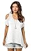 Relipop Women Hollow Out Casual Shirt Short Sleeve Off Shoulder Tunic Tops (Large, White)
